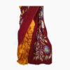 URVA'S Hand Batik Silk Saree Mustard and Meroon - Image 4