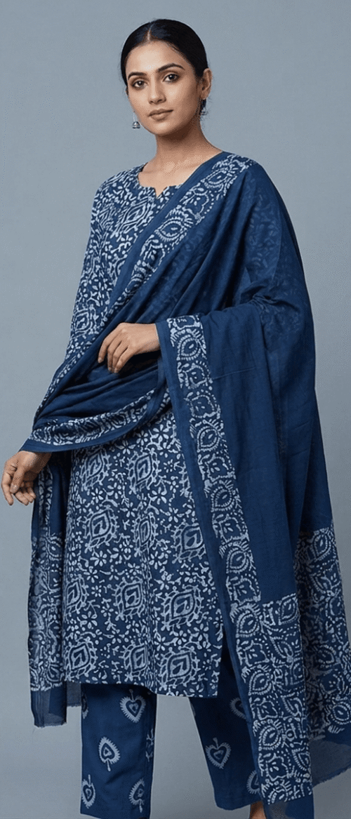 Batik 3 Piece Dress Material Indigo