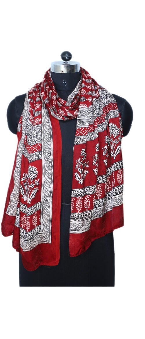 Stole Bagh Print Pure Silk Maroon