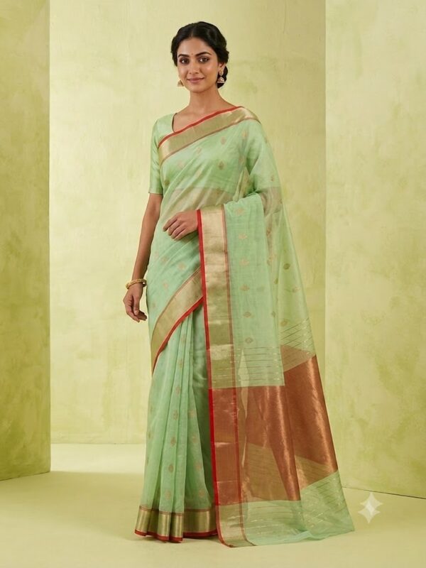 Handloom Chanderi Cotton Silk Pastel Green