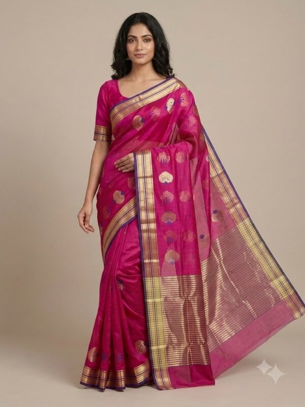 Handloom Chanderi Cotton Silk Magneta