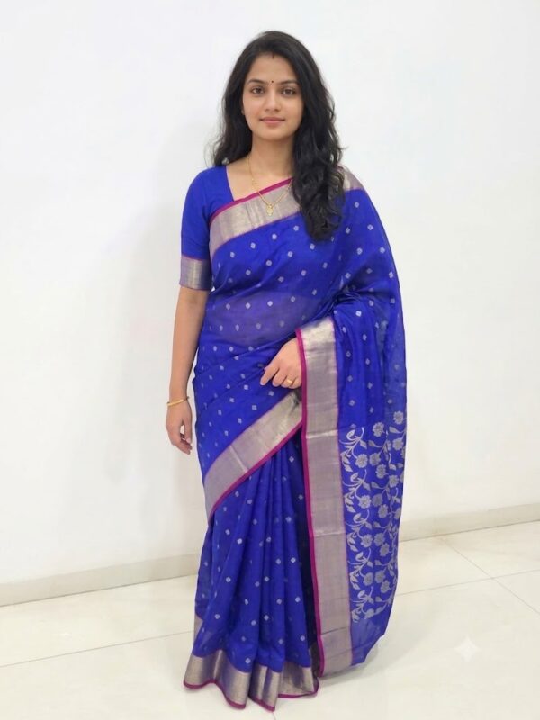 Handloom Chanderi Cotton Silk Blue