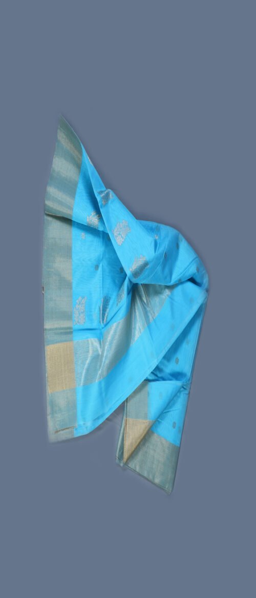 Handloom Chanderi Cotton Silk  Light Firozi