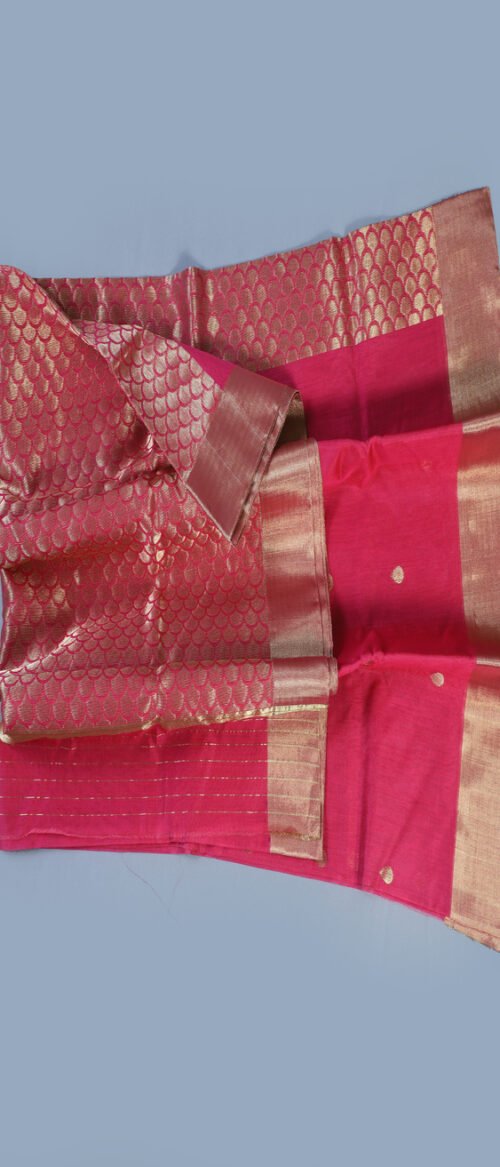Handloom Chanderi Cotton Silk Shade Of Red