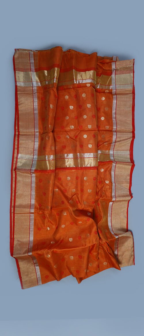 Handloom Chanderi Cotton Silk Deep Orange