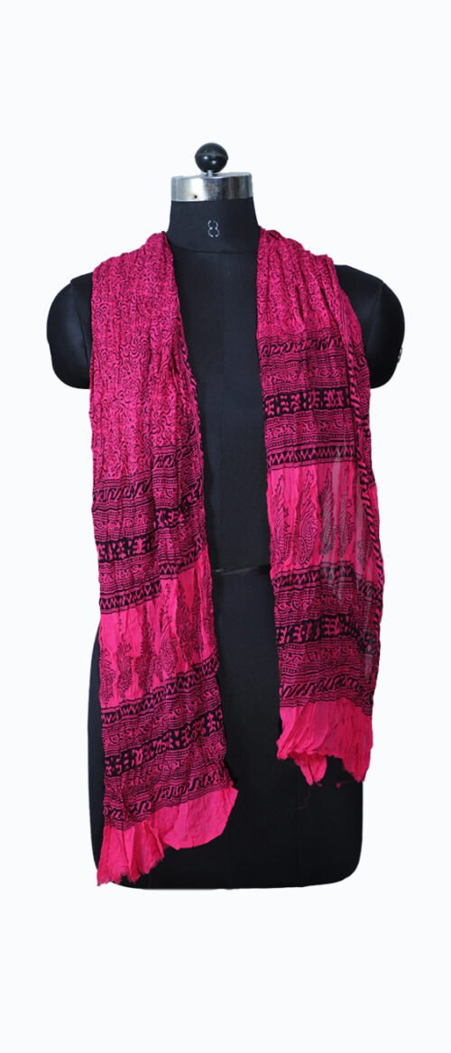 Stole Bagh Print Pure Chiffon Magenta
