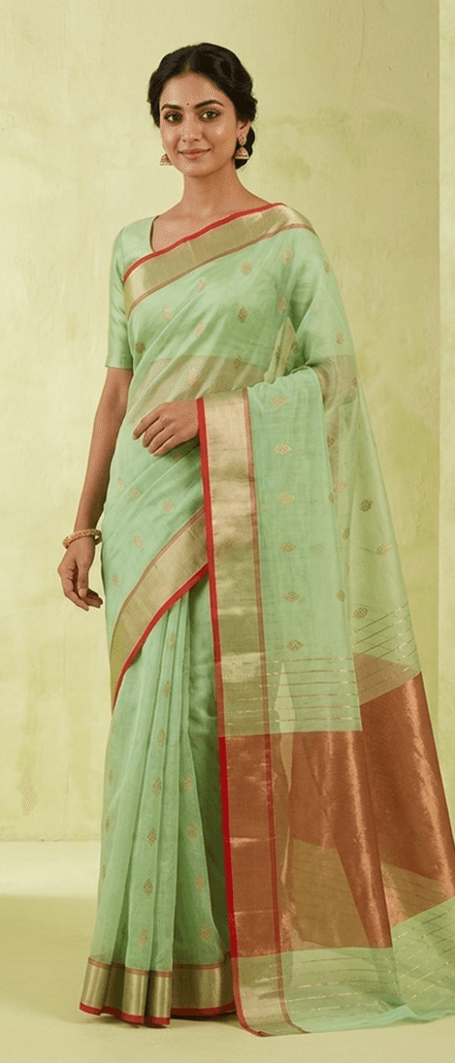 Handloom Chanderi Cotton Silk Pastel Green