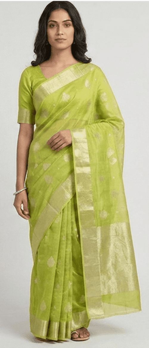 Handloom Chanderi Cotton Silk Light Mehandi Green