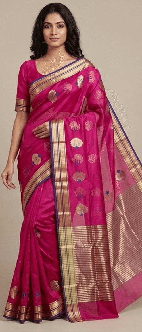Handloom Chanderi Cotton Silk Magneta