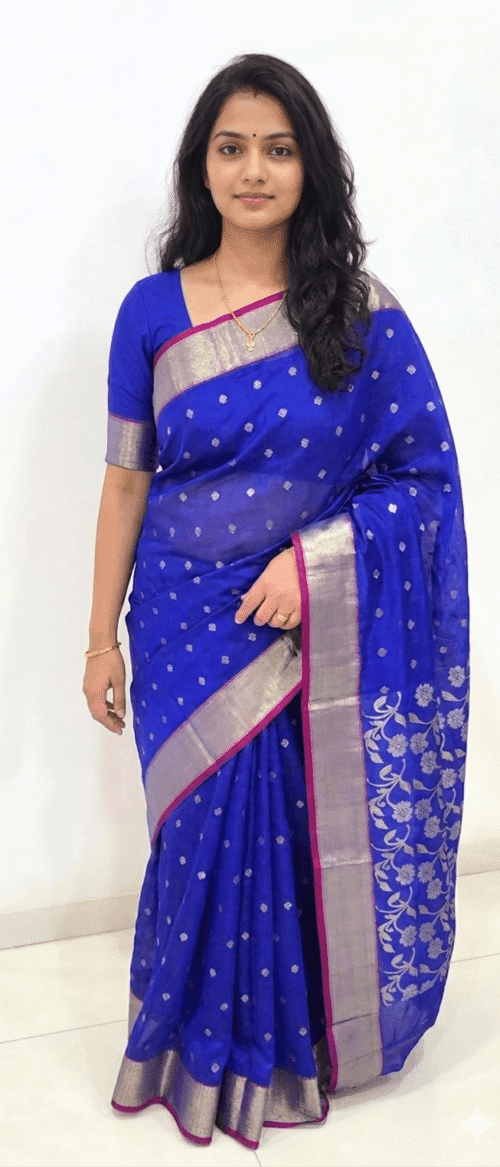 Handloom Chanderi Cotton Silk Blue