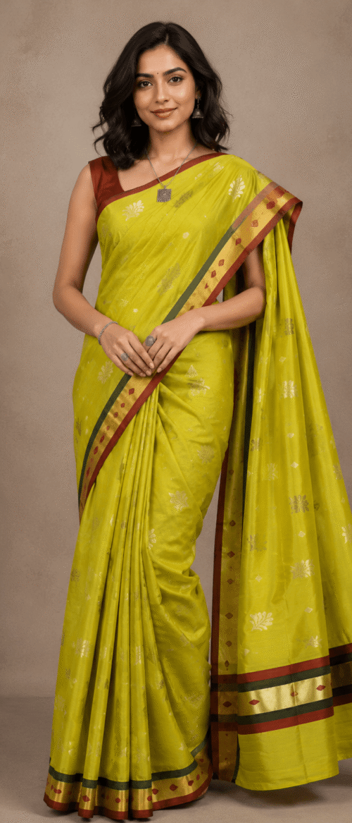Handloom Chanderi Cotton Silk Yellow