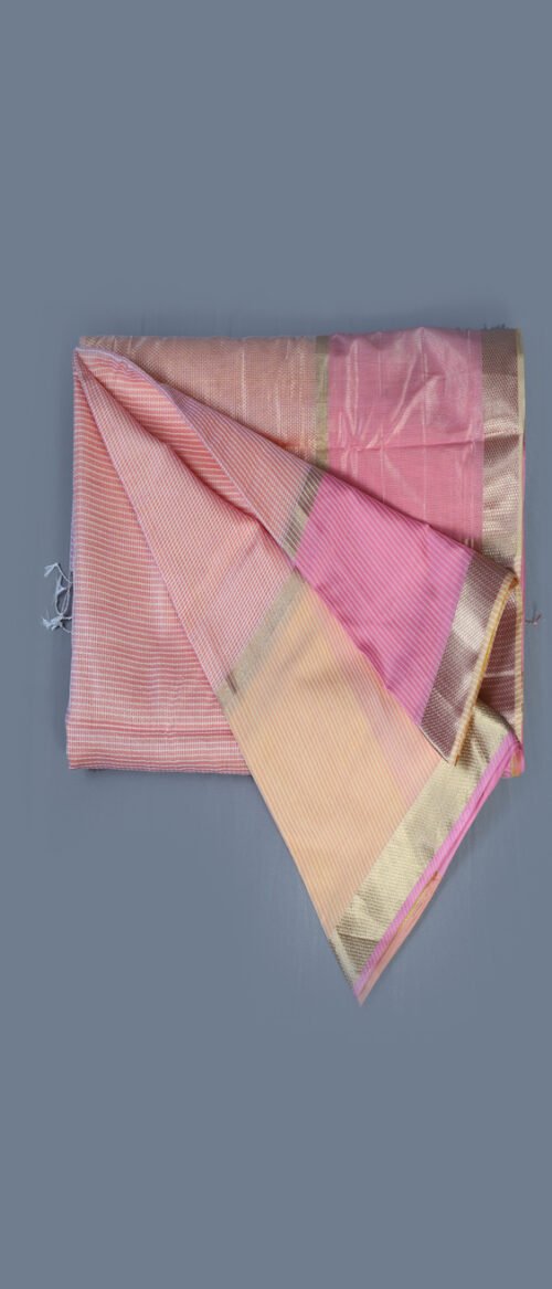 Designer Maheshwari Saree Pink and Yellow