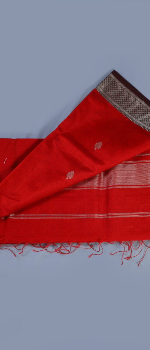 Handloom Maheshwari Cotton Silk Saree Red