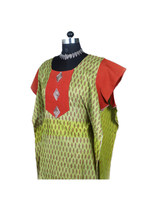 Semistitch Designer Kurti Material Pure Handloom Cotton Bagh print