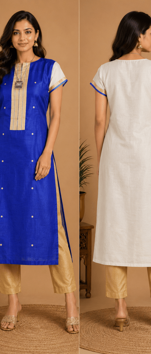 URVA'S Blue Chanderi Kurta Material