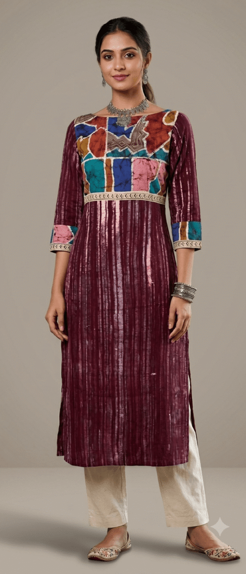 Semistitch Designer Kurti Material Pure Handloom Cotton Handcrafted  Batik print