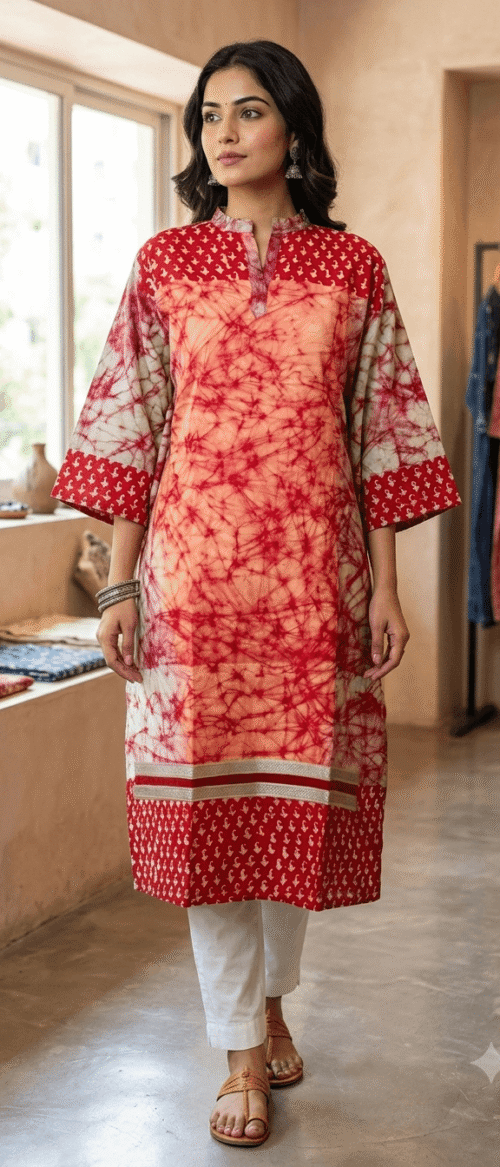 Semistitch Designer Kurti Material Pure Handloom Cotton Handcrafted  Batik print