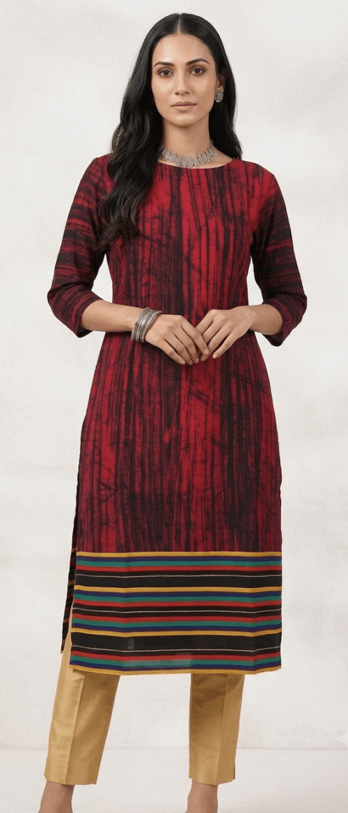 Semistitch Designer Kurti Material Pure Handloom Cotton Handcrafted Batik print