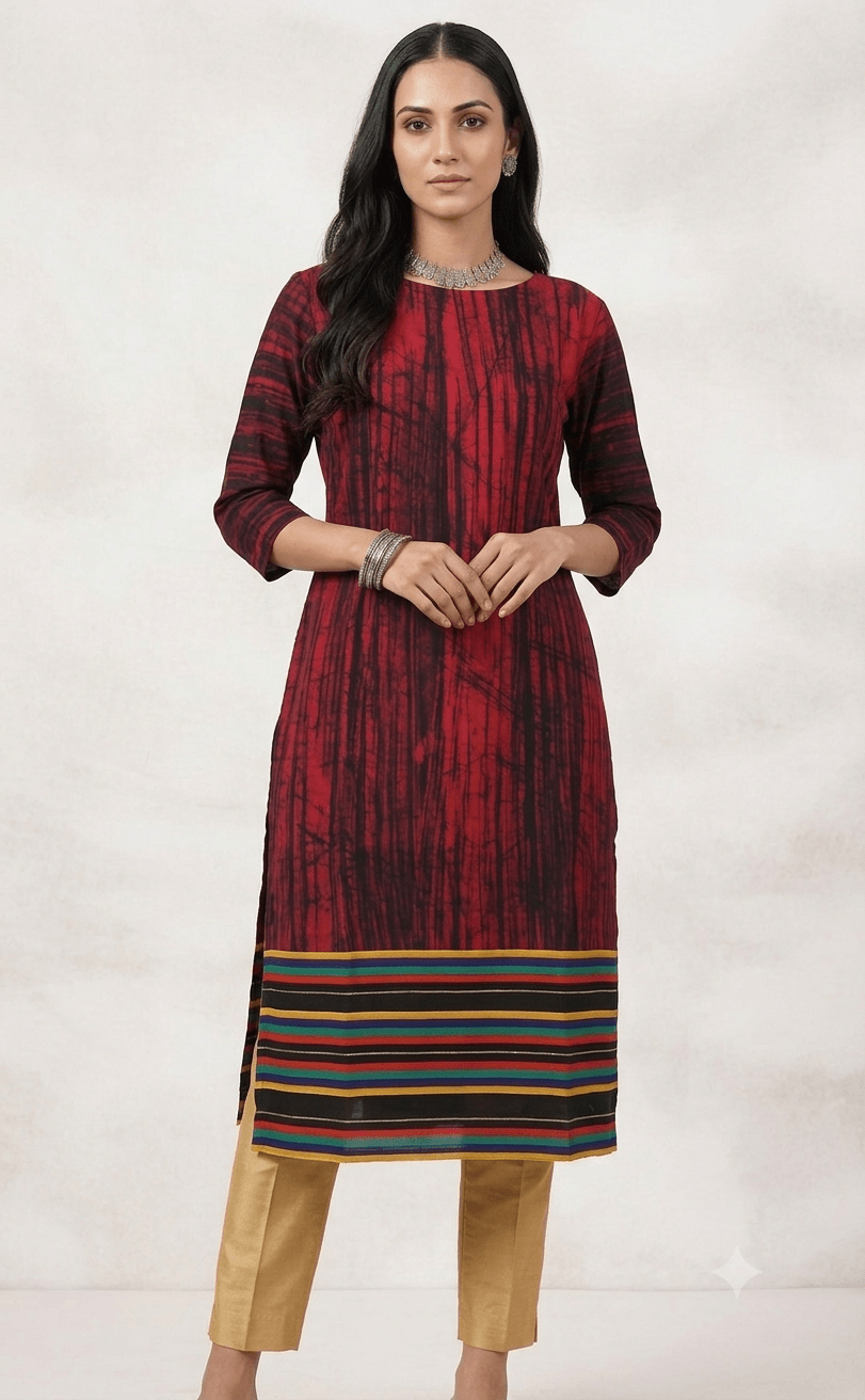 Semistitch Designer Kurti Material Pure Handloom Cotton Handcrafted  Batik print