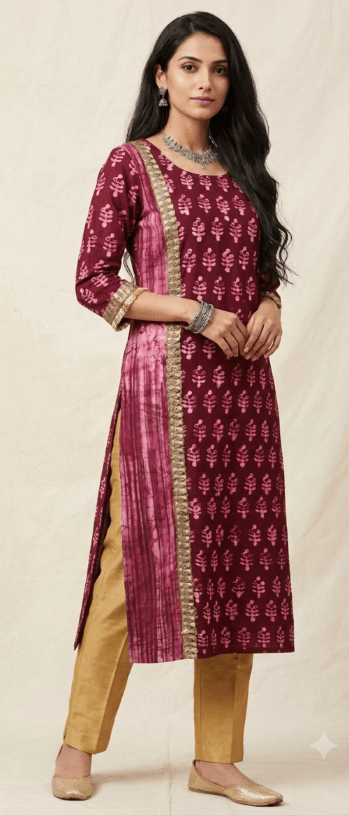 Semistitch Designer Kurti Material Pure Handloom Cotton Handcrafted Batik print