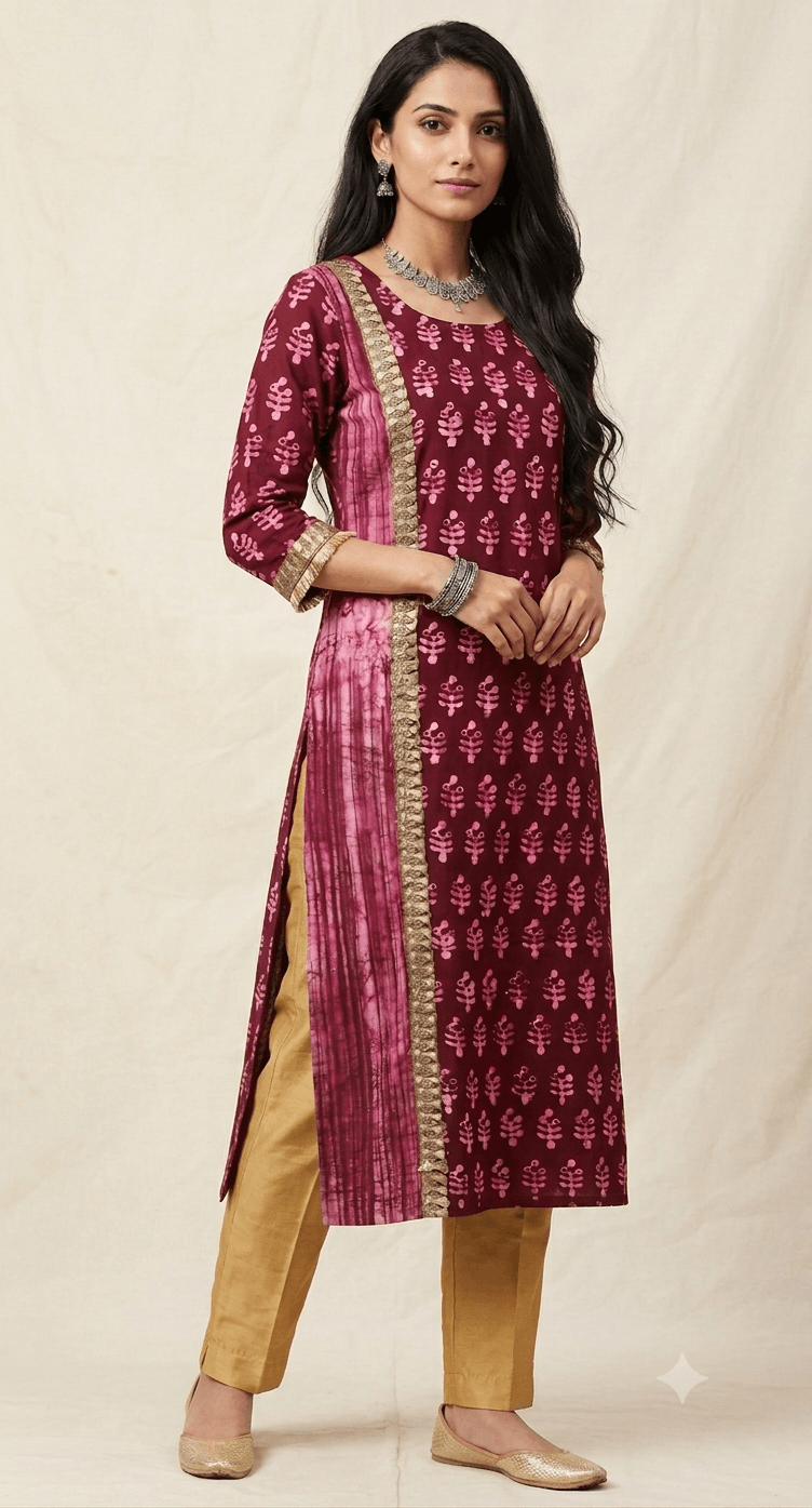 Semistitch Designer Kurti Material Pure Handloom Cotton Handcrafted  Batik print