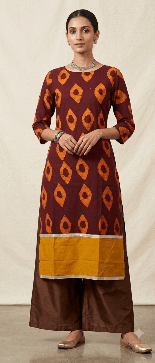 Semistitch Designer Kurti Material Pure Handloom Cotton Handcrafted Batik print