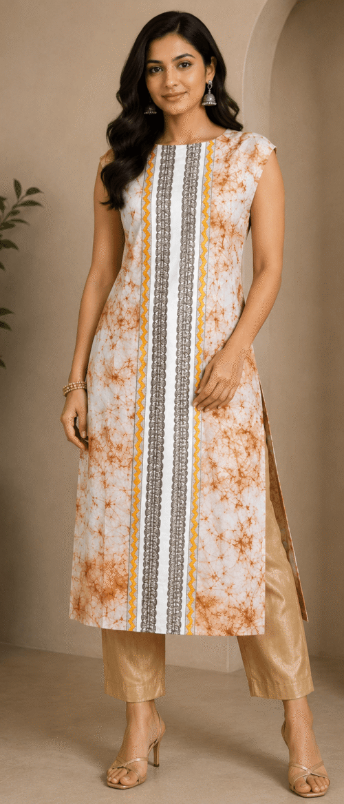 Semistitch Designer Kurti Material Pure Handloom Cotton Handcrafted Batik print