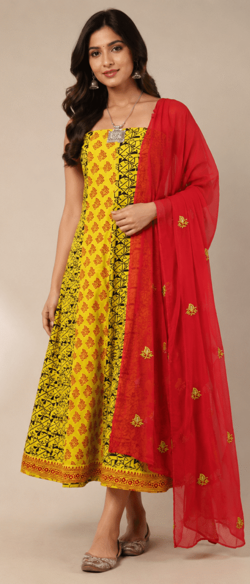 Bagh 2 Piece  Kurta Dupatta Material Yellow