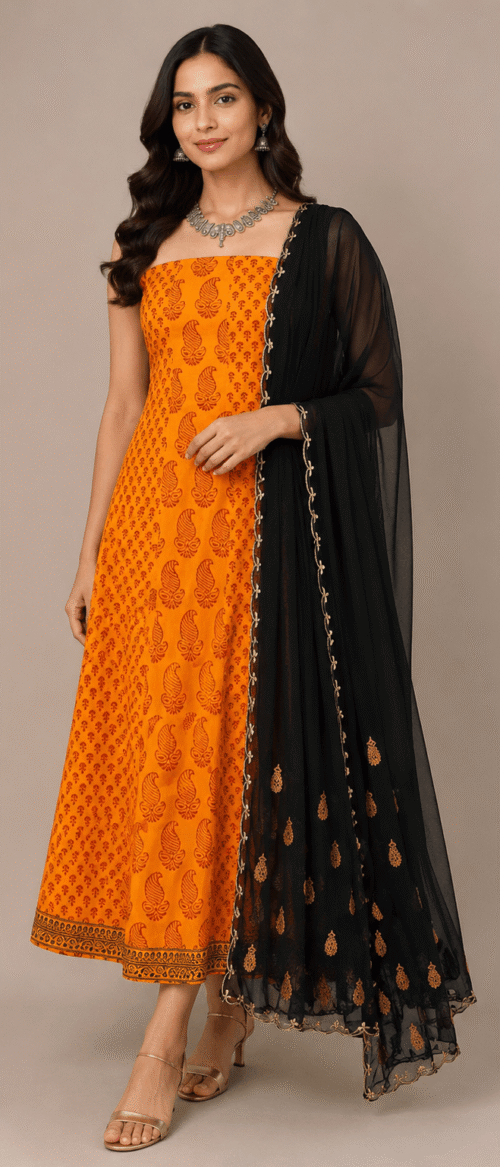 Bagh 2 Piece  Kurta Dupatta Material Mustard