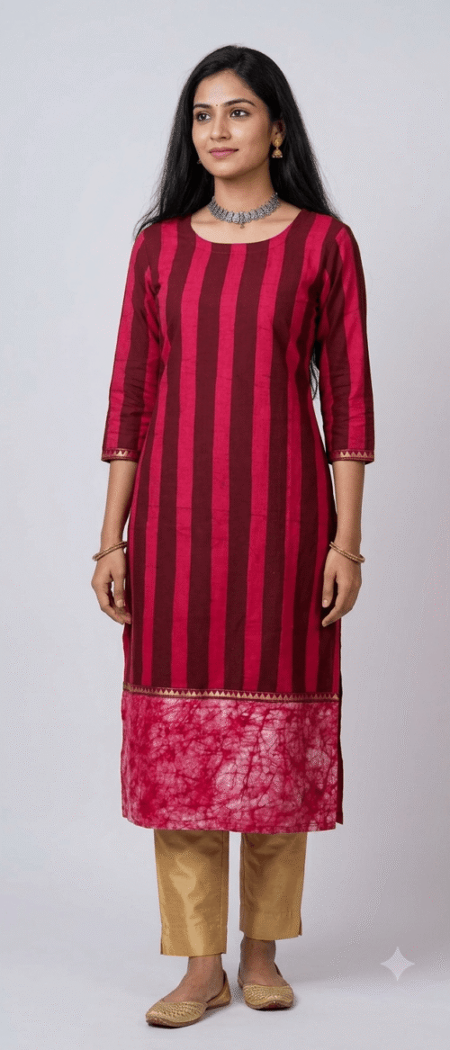 Semistitch Designer Kurti Material Pure Handloom Cotton Handcrafted Batik print