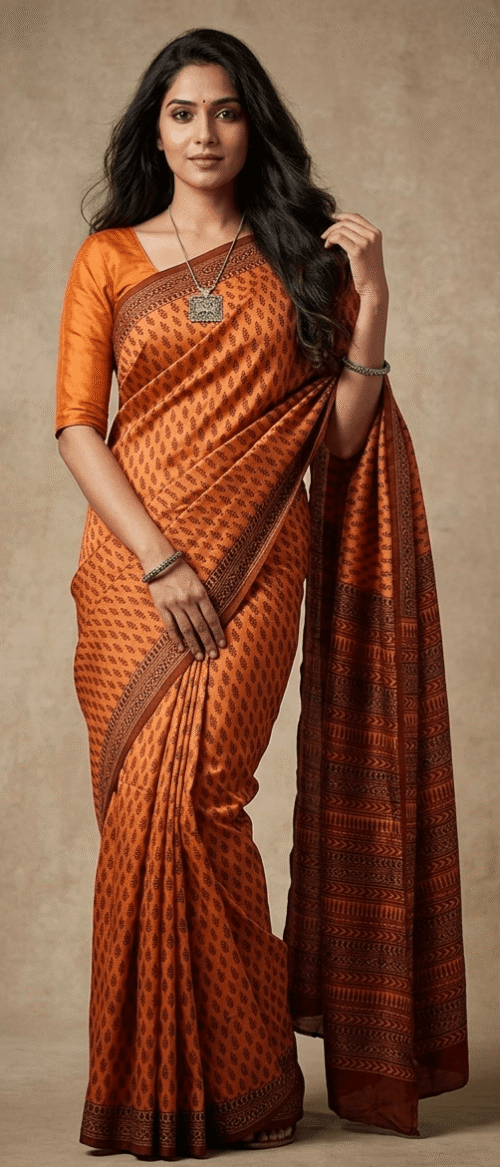 URVA'S Bagh  Pure Mulberry Silk Saree Mustard