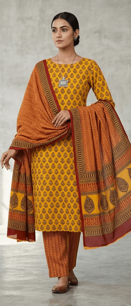 Bagh Suit 3 Piece Dress Material Yellow