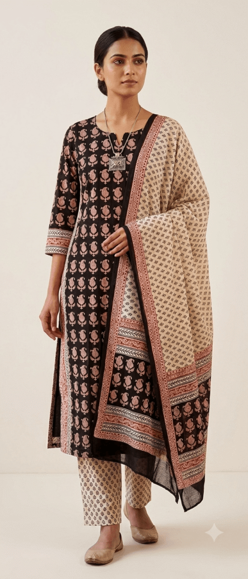 Bagh Suit  3 Piece Dress Material Black