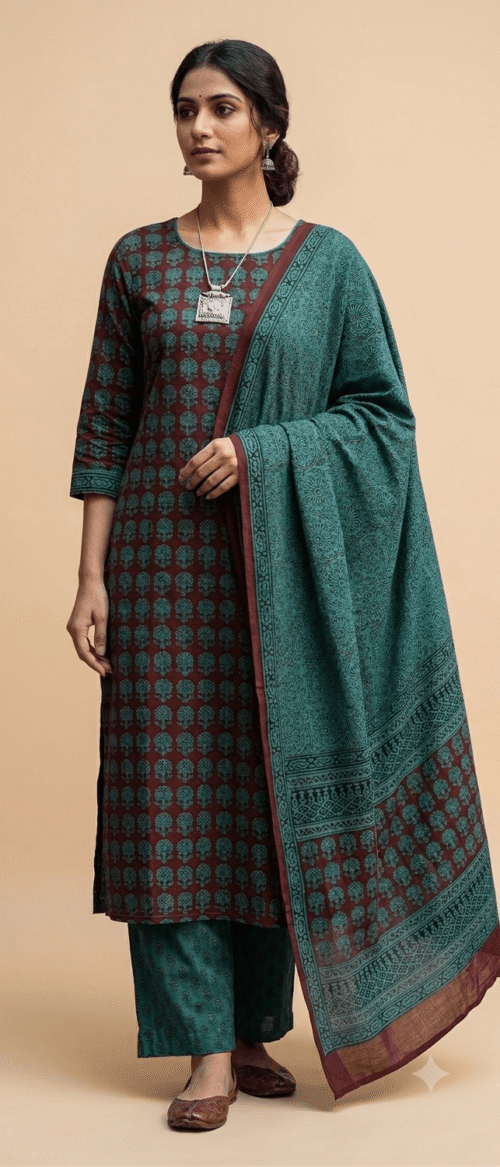 Bagh Suit  3 Piece Dress Material Teal Green